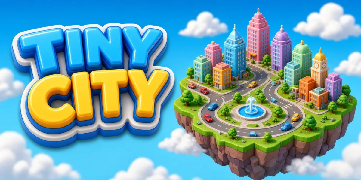 Official xAI Grok Build announcement image showing a colorful Tiny City app concept